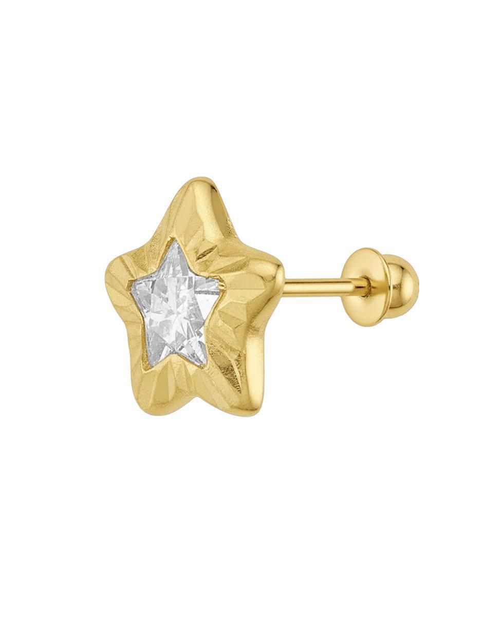 Broqueles de estrella de oro 10 K con acabado brillante zirconia Broqueles de estrella de oro 10 K con acabado brillante zirconia