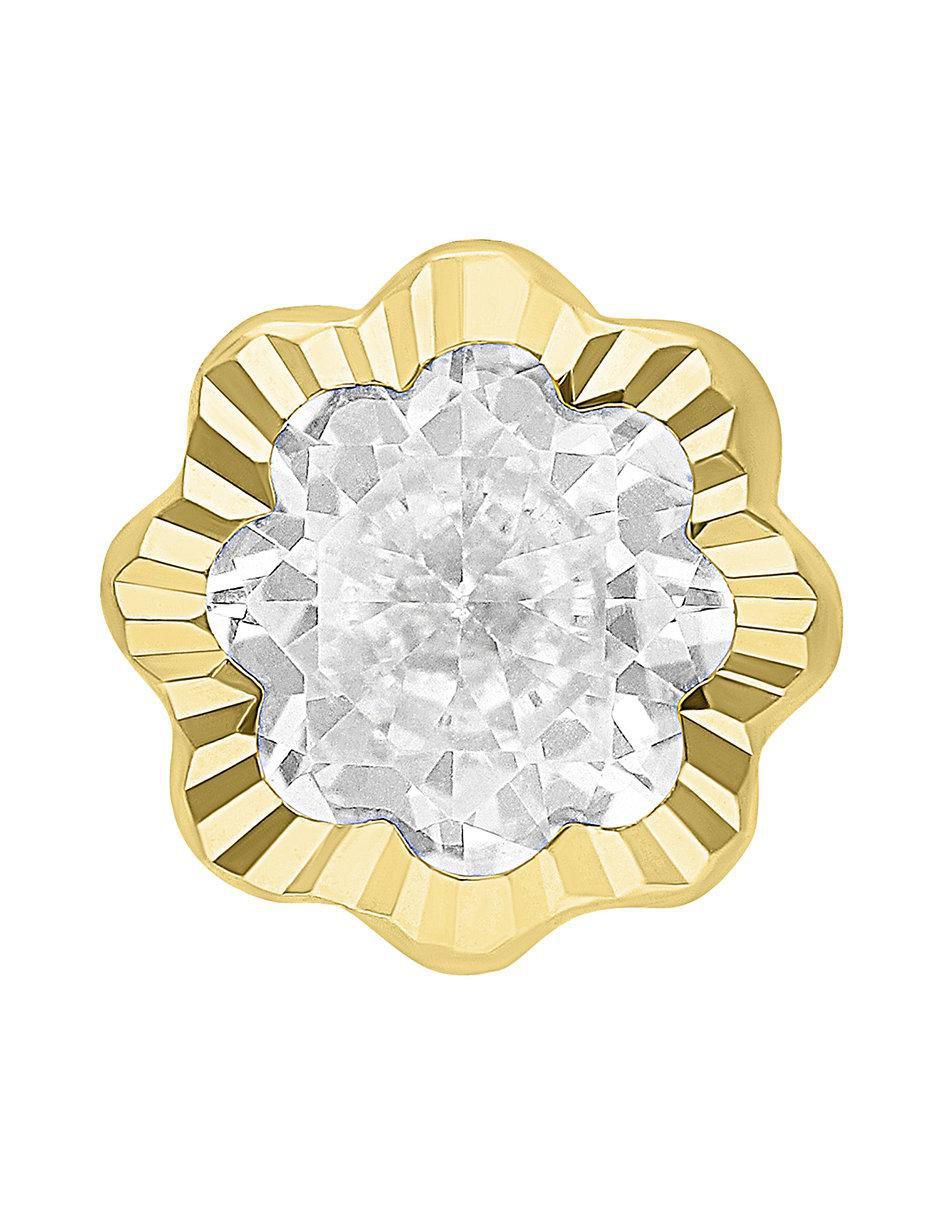 Broqueles de flor de oro 10 K con acabado brillante zirconia