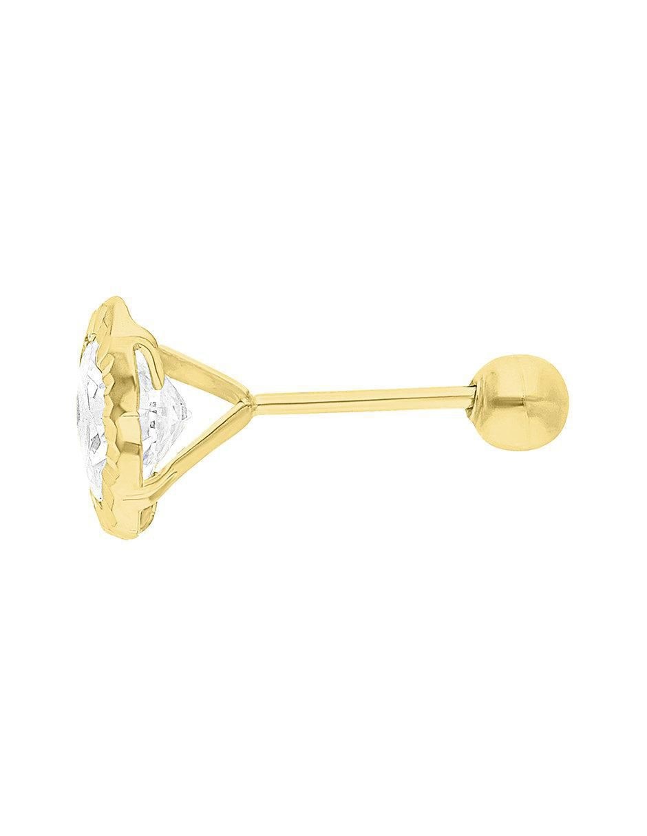 Broqueles de flor  de oro 10 K con acabado brillante zirconia 3