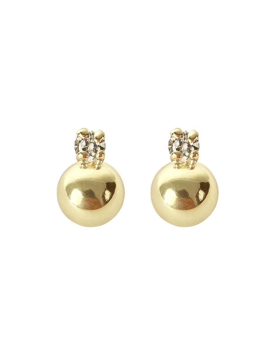 Broqueles de esfera de oro 14 K con acabado brillante zirconia Broqueles de esfera de oro 14 K con acabado brillante zirconia