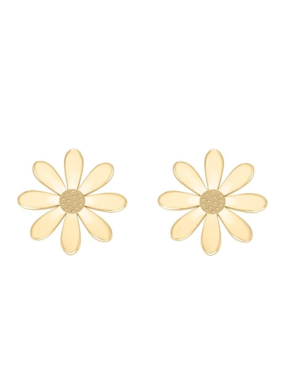 Aretes de flor de oro 14 k con acabado brillante