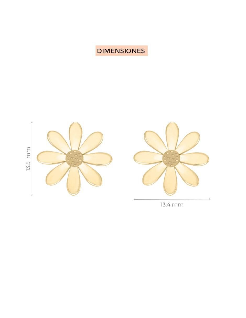 Aretes de flor de oro 14 k con acabado brillante 2