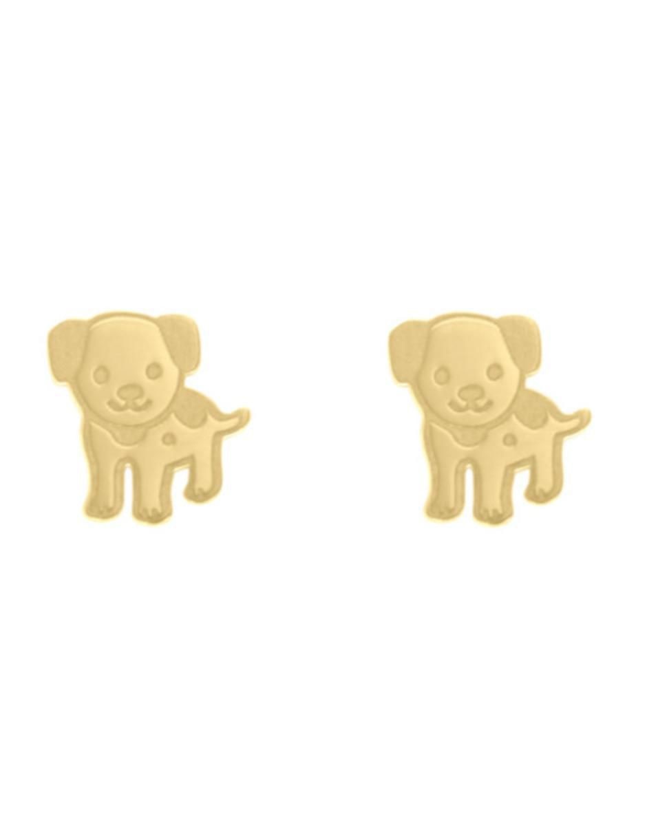 Aretes cortos de perro de oro 14 K con acabado brillante Aretes cortos de perro de oro 14 K con acabado brillante