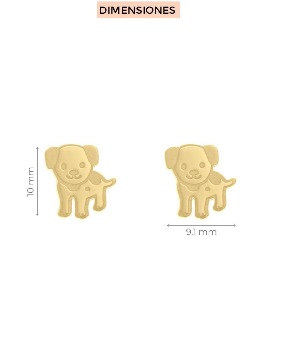 Aretes cortos de perro de oro 14 K con acabado brillante 3