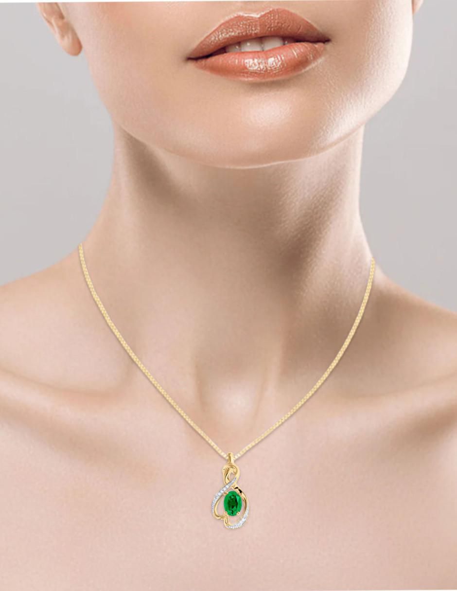 Colgante Y Dije terrence de oro 14 K esmeralda y diamante 3