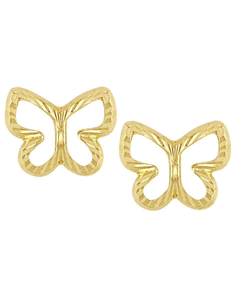 Broqueles de mariposa de oro 10 K con acabado pulido zirconia 3