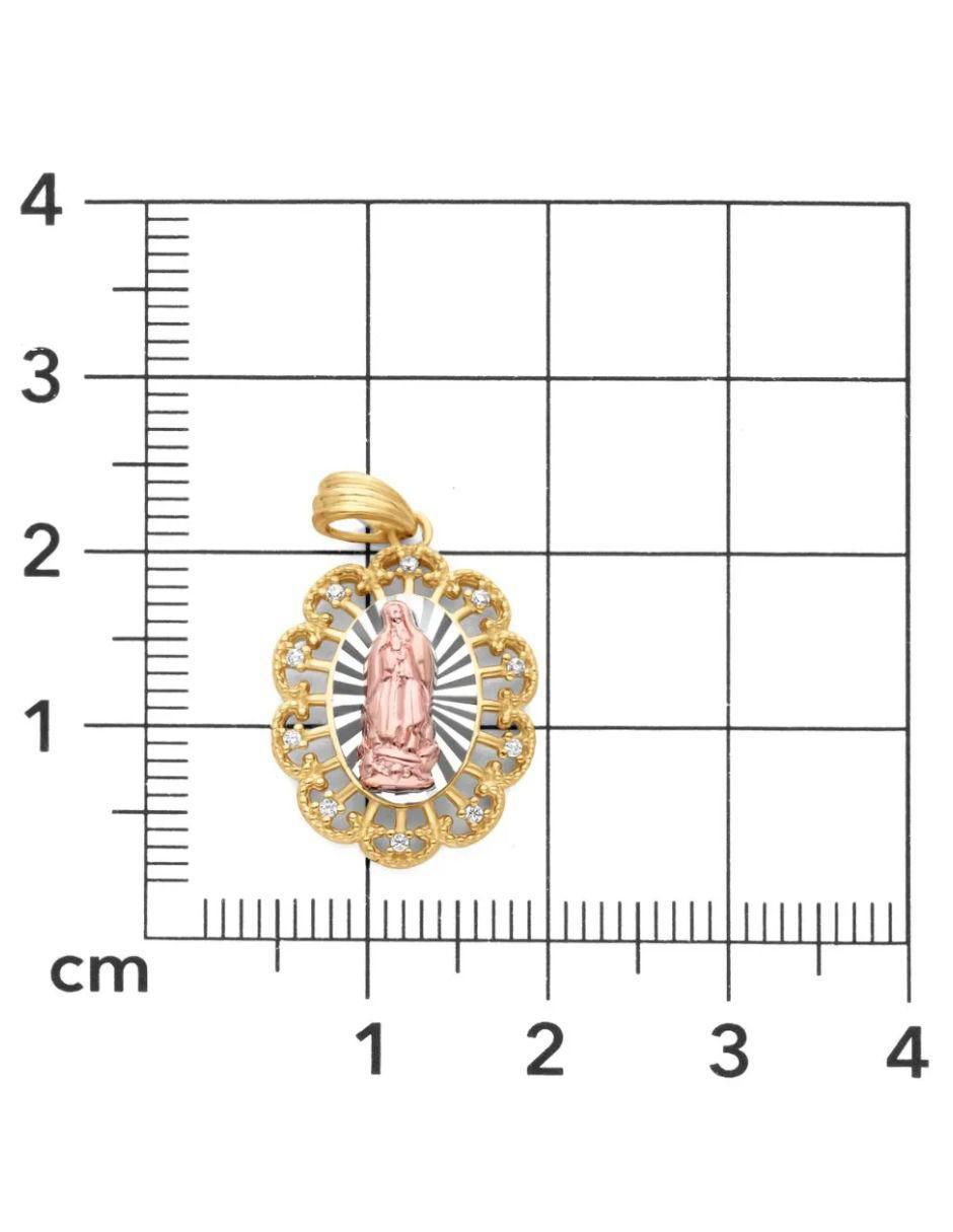 Medalla de flor virgen de guadalupe de oro florentino 14 K zirconia 4