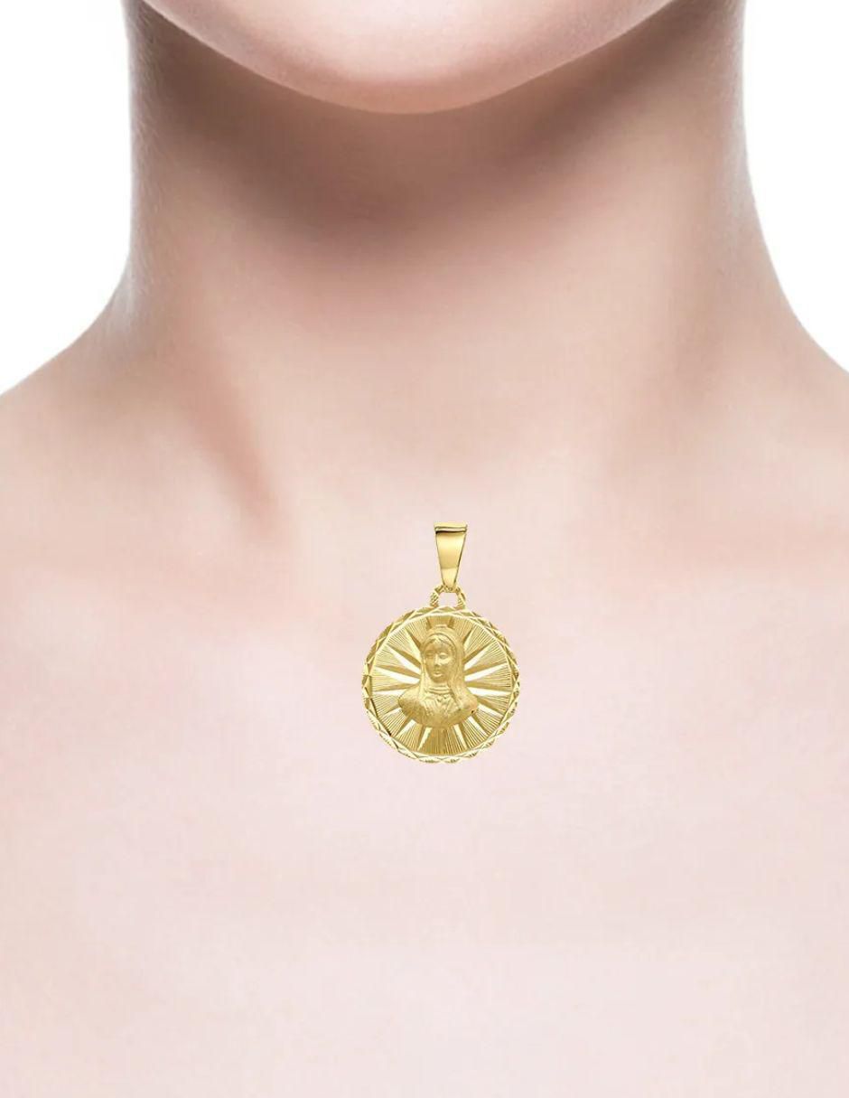 Medalla redonda virgen de guadalupe de oro amarillo 14 K 3
