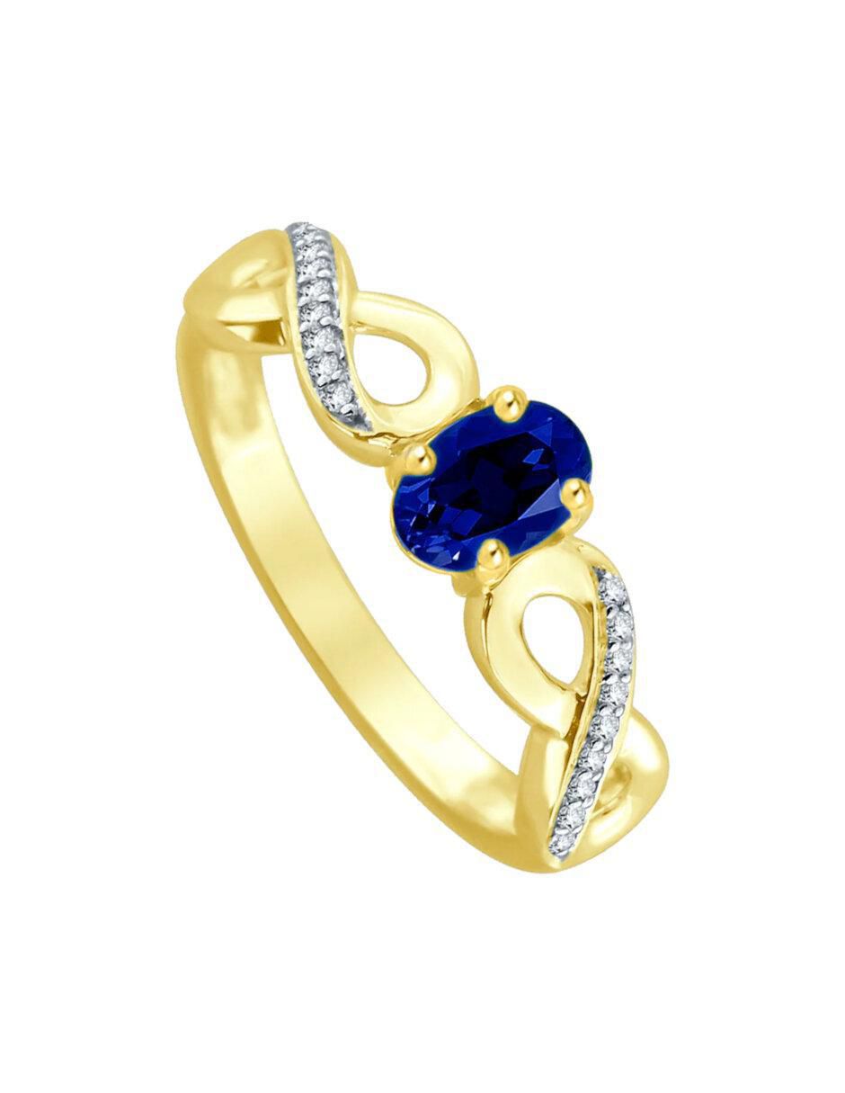 Anillo de infinito Lisa 14 k de oro zafiro y diamante brillante 2