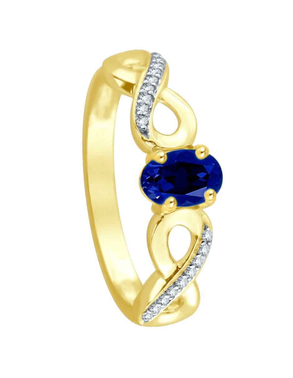 Anillo de infinito Lisa 14 k de oro zafiro y diamante brillante 3