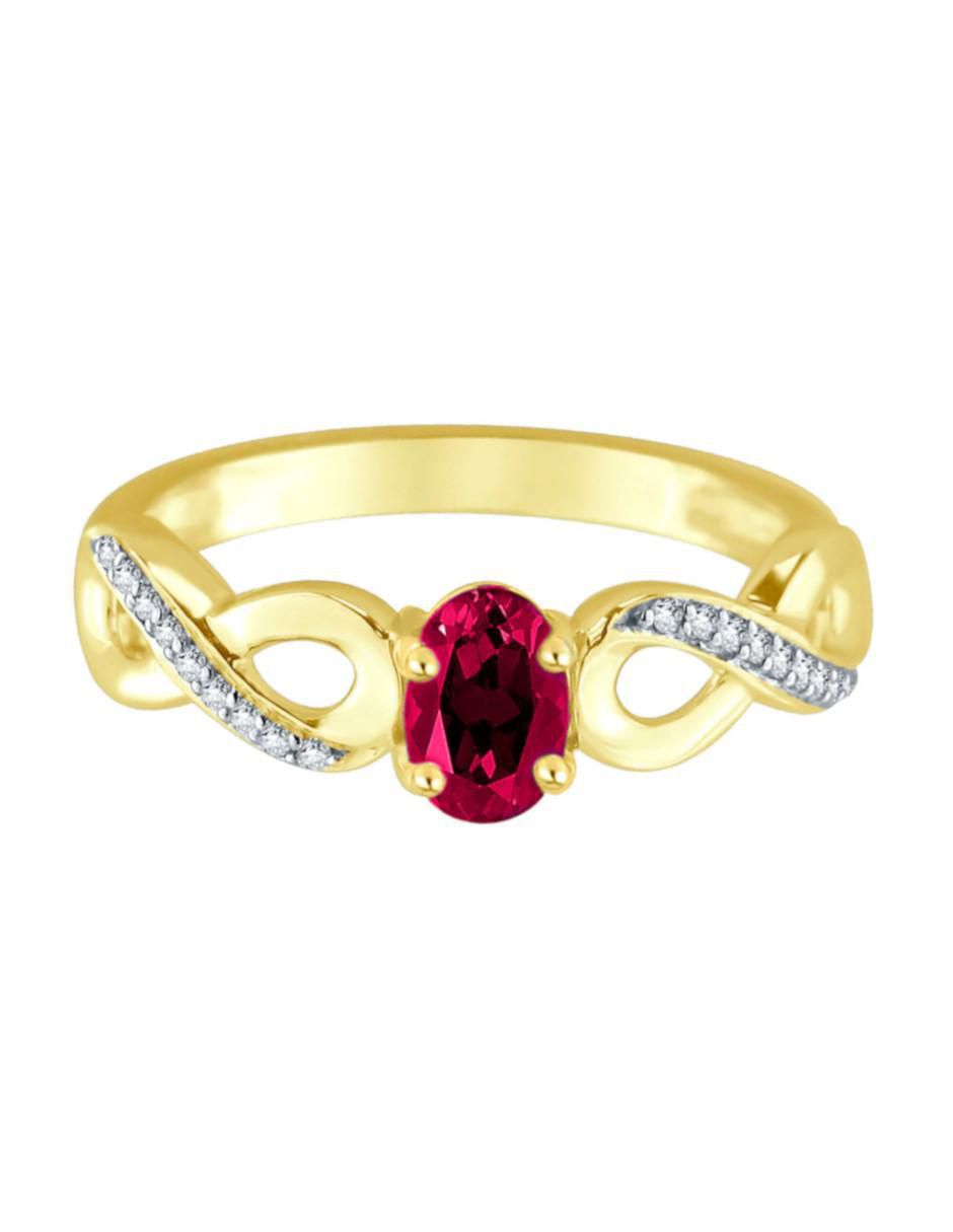 Anillo de infinito Lisa 14 k de oro rubí y diamante brillante