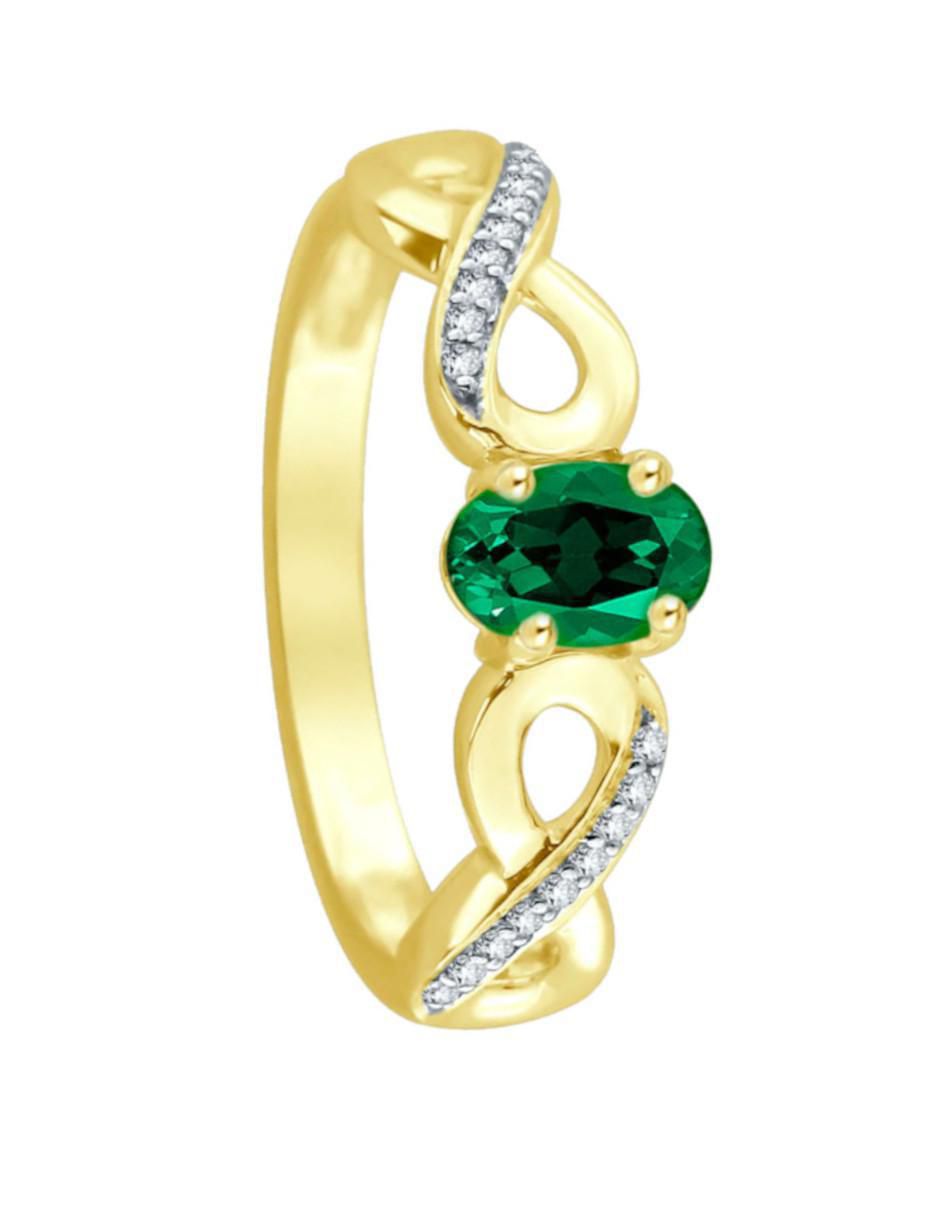 Anillo de infinito Lisa 14 k de oro esmeralda y diamante brillante 3