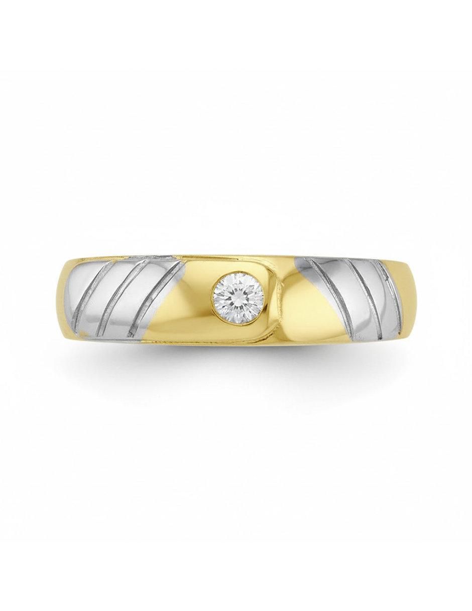 Anillo circular 10 k de oro zirconia pulido 2
