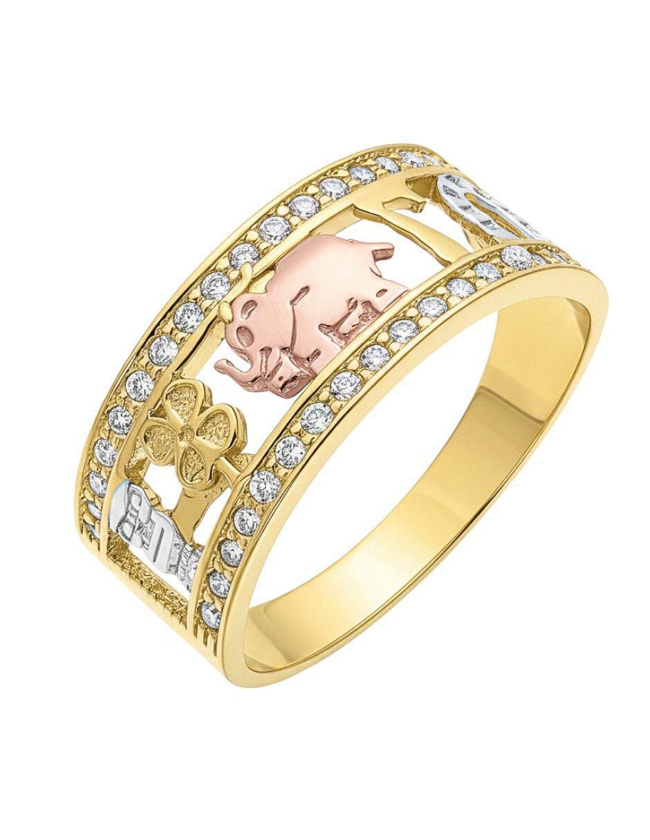 Anillo circular 10 k de oro zirconia pulido 2