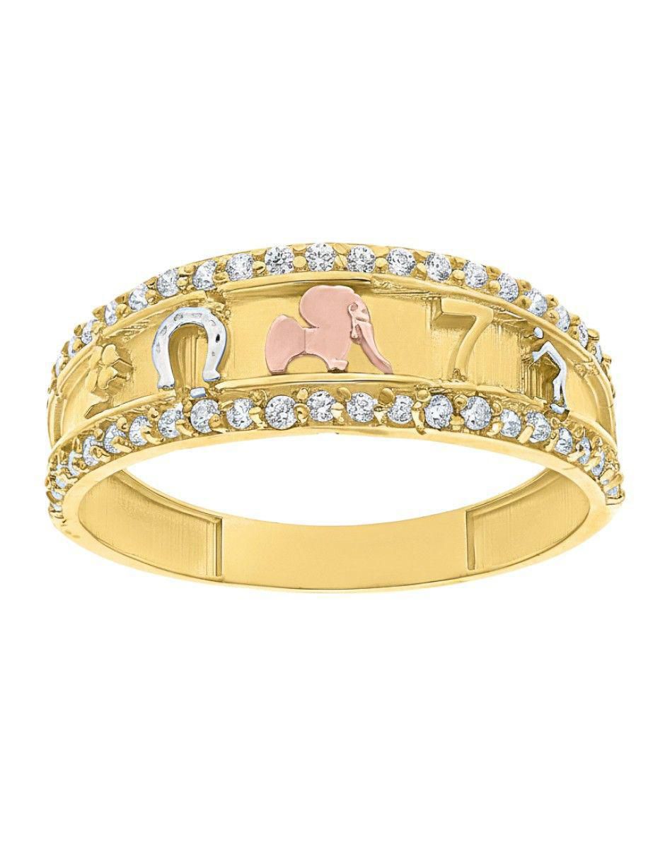 Anillo circular 10 k de oro zirconia pulido