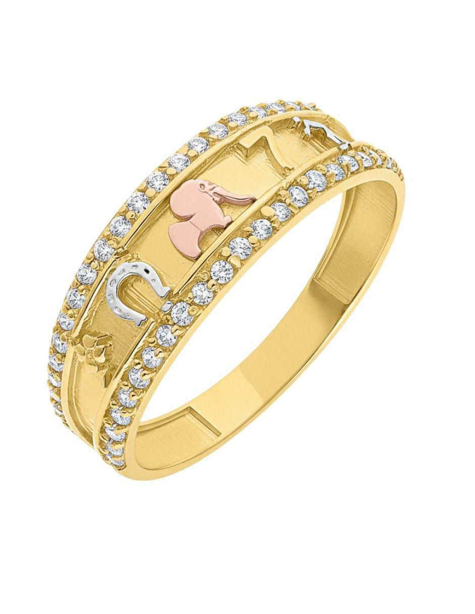 Anillo circular 10 k de oro zirconia pulido 2
