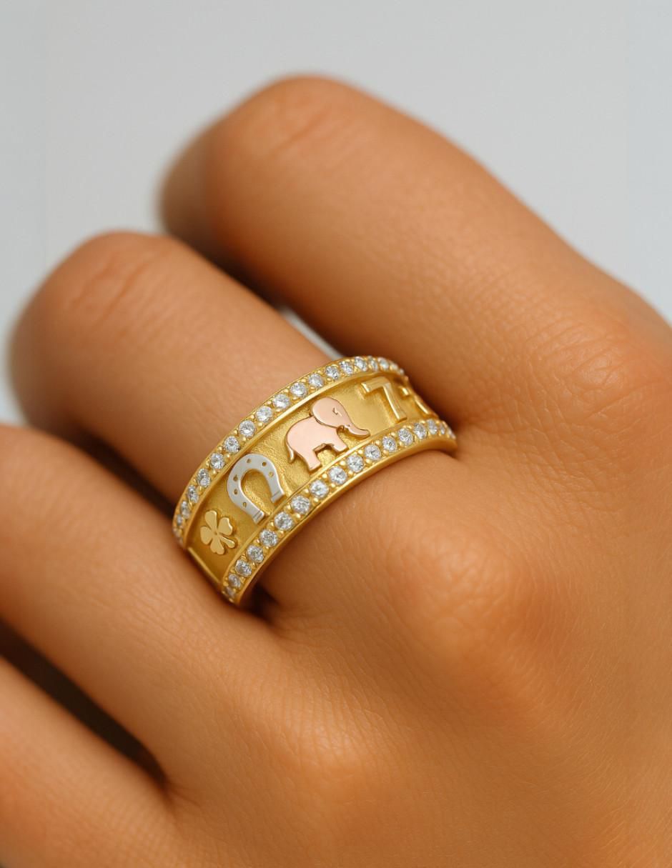 Anillo circular 10 k de oro zirconia pulido 3