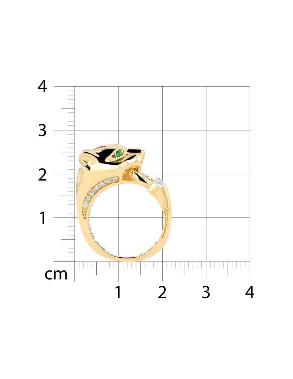 Anillo de jaguar 14 k de oro amarillo zirconia brillante 2