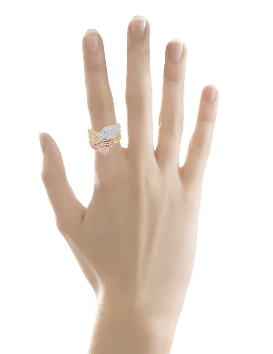 Anillo de jaguar 14 k de oro florentino zirconia brillante 4