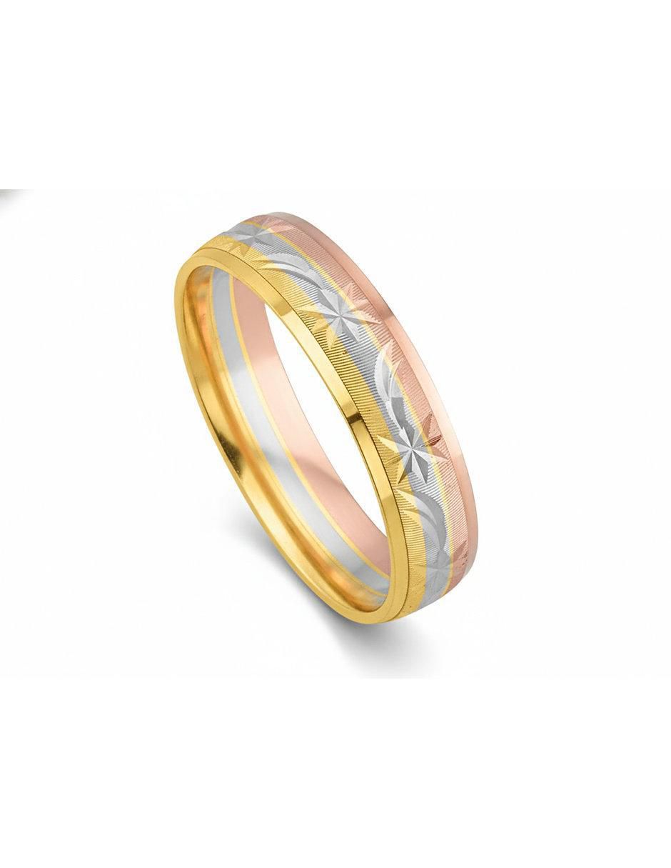 Anillo circular 10 k de oro zirconia pulido