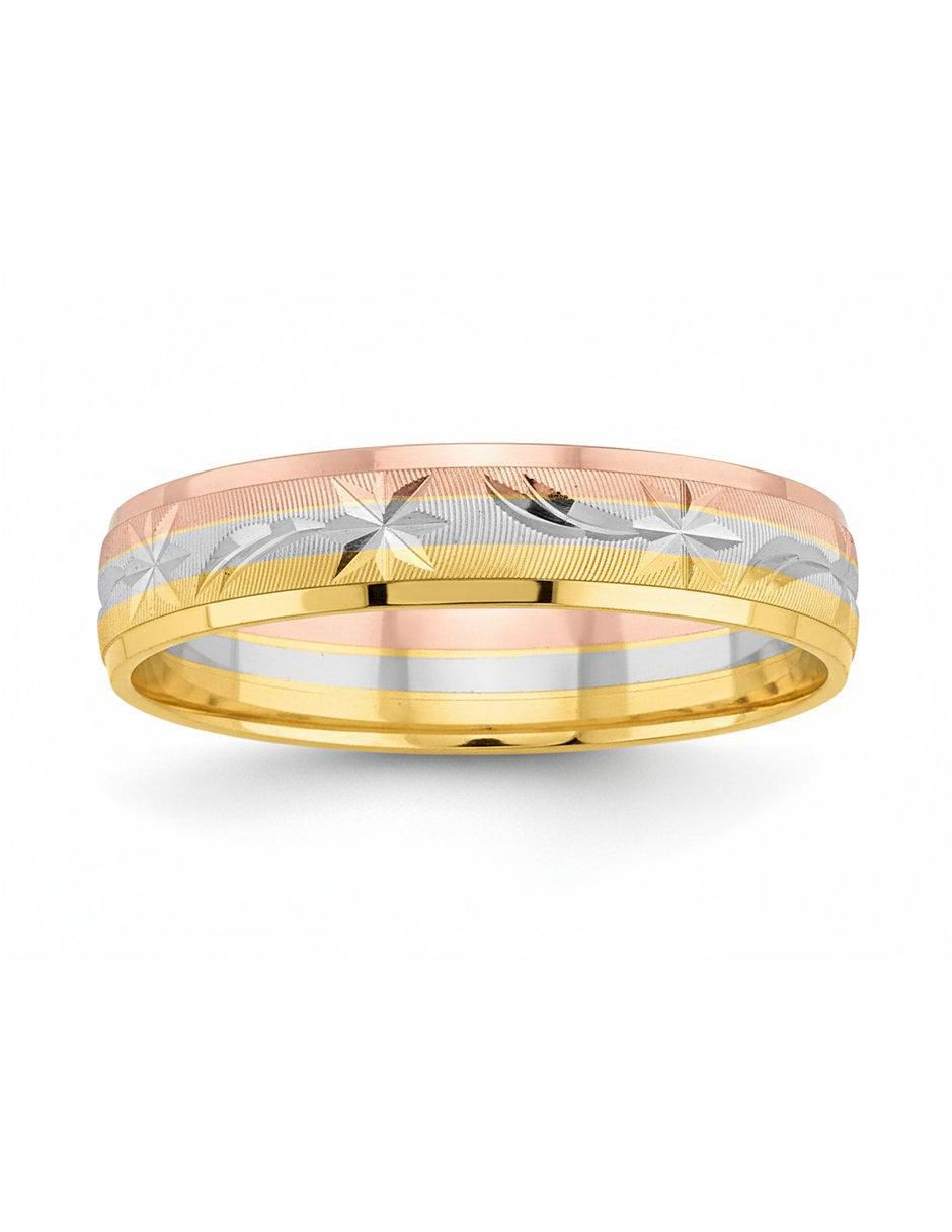 Anillo circular 10 k de oro zirconia pulido 2