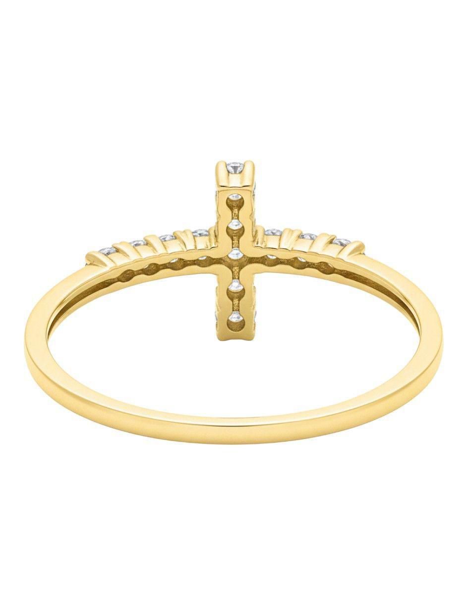Anillo de cruz 10 k de oro zirconia pulido 3