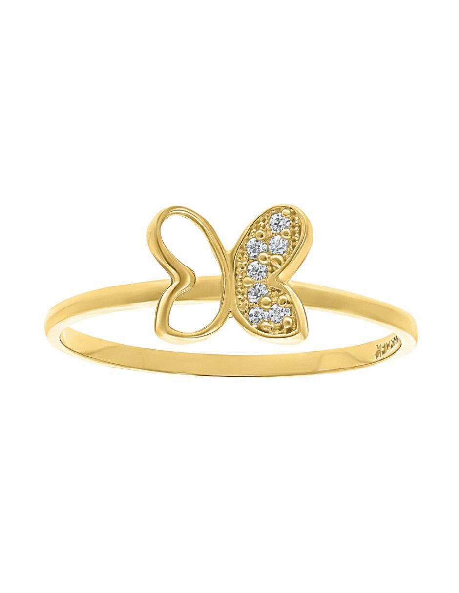 Anillo de mariposa 10 k de oro zirconia pulido 3