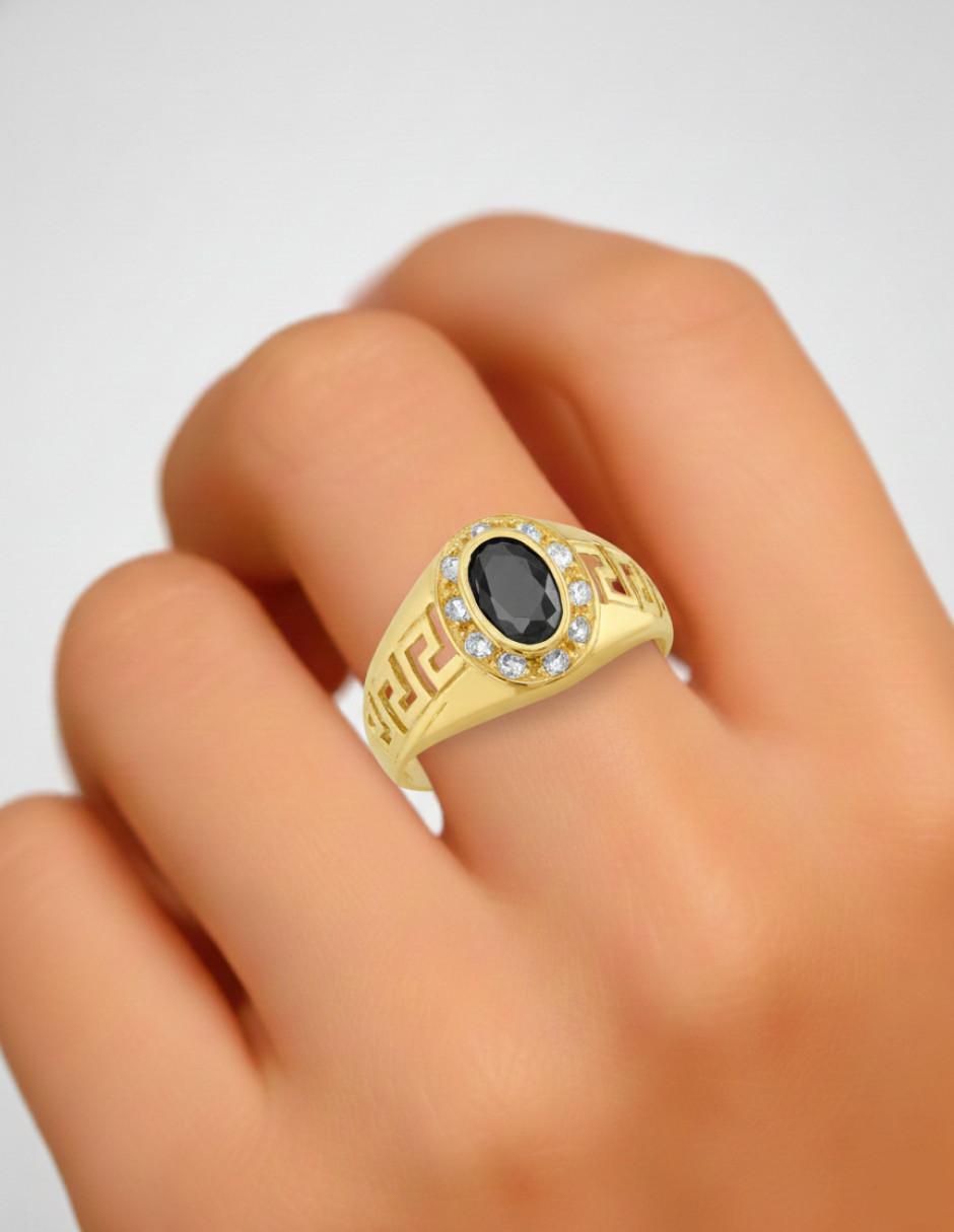 Anillo oval 10 k de oro zirconia pulido 4