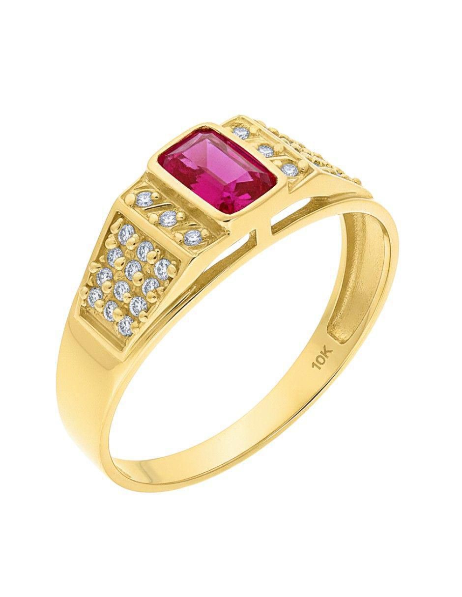 Anillo rectangular 10 k de oro zirconia pulido 2