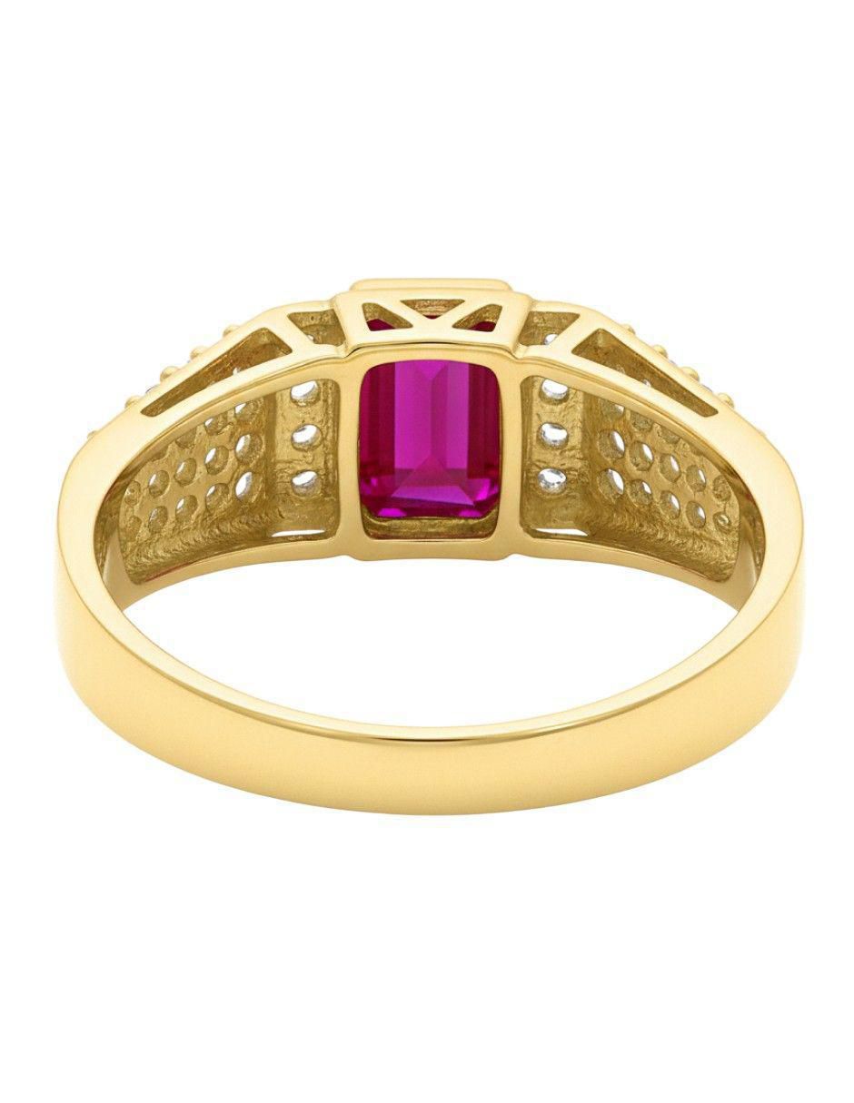 Anillo rectangular 10 k de oro zirconia pulido 3
