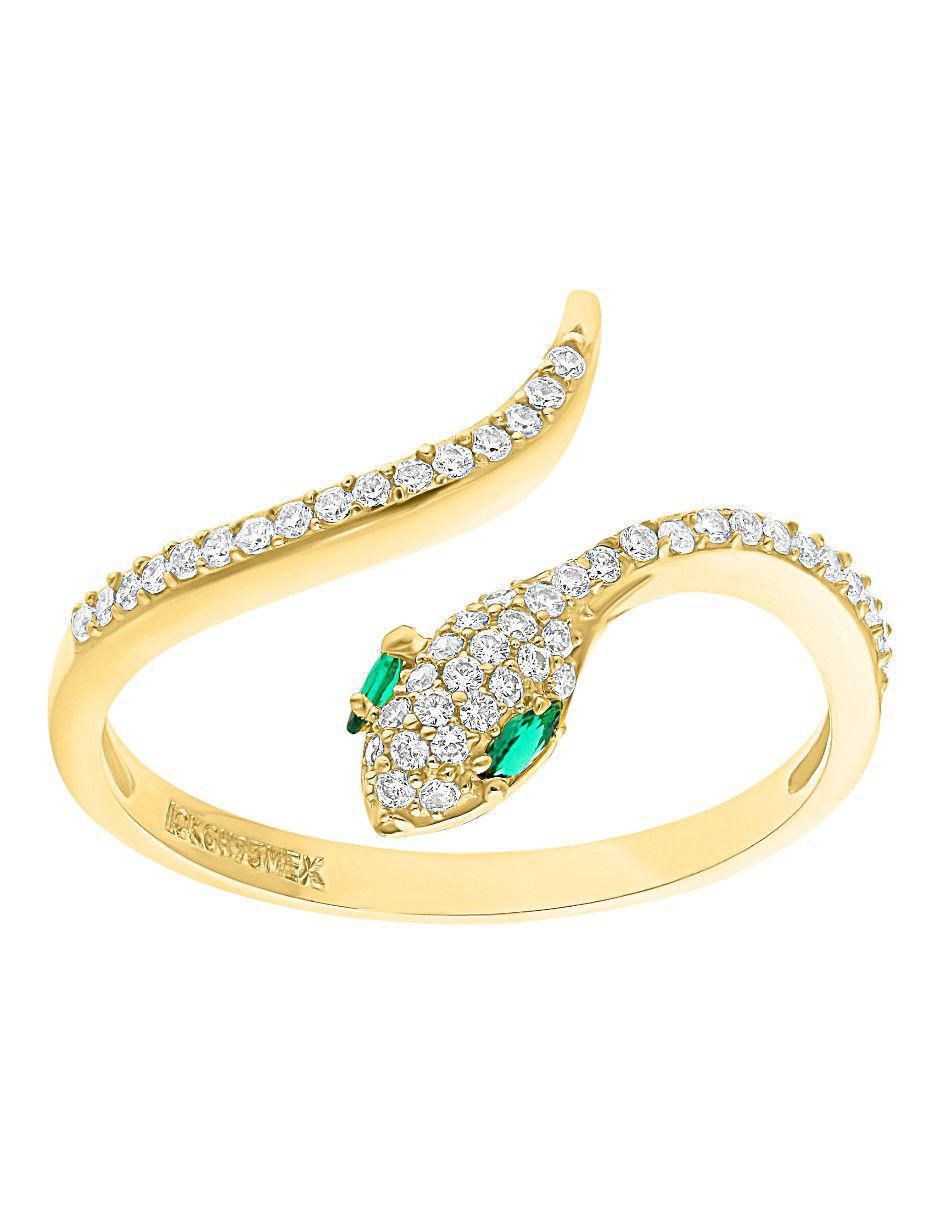 Anillo de serpiente 10 k de oro zirconia pulido