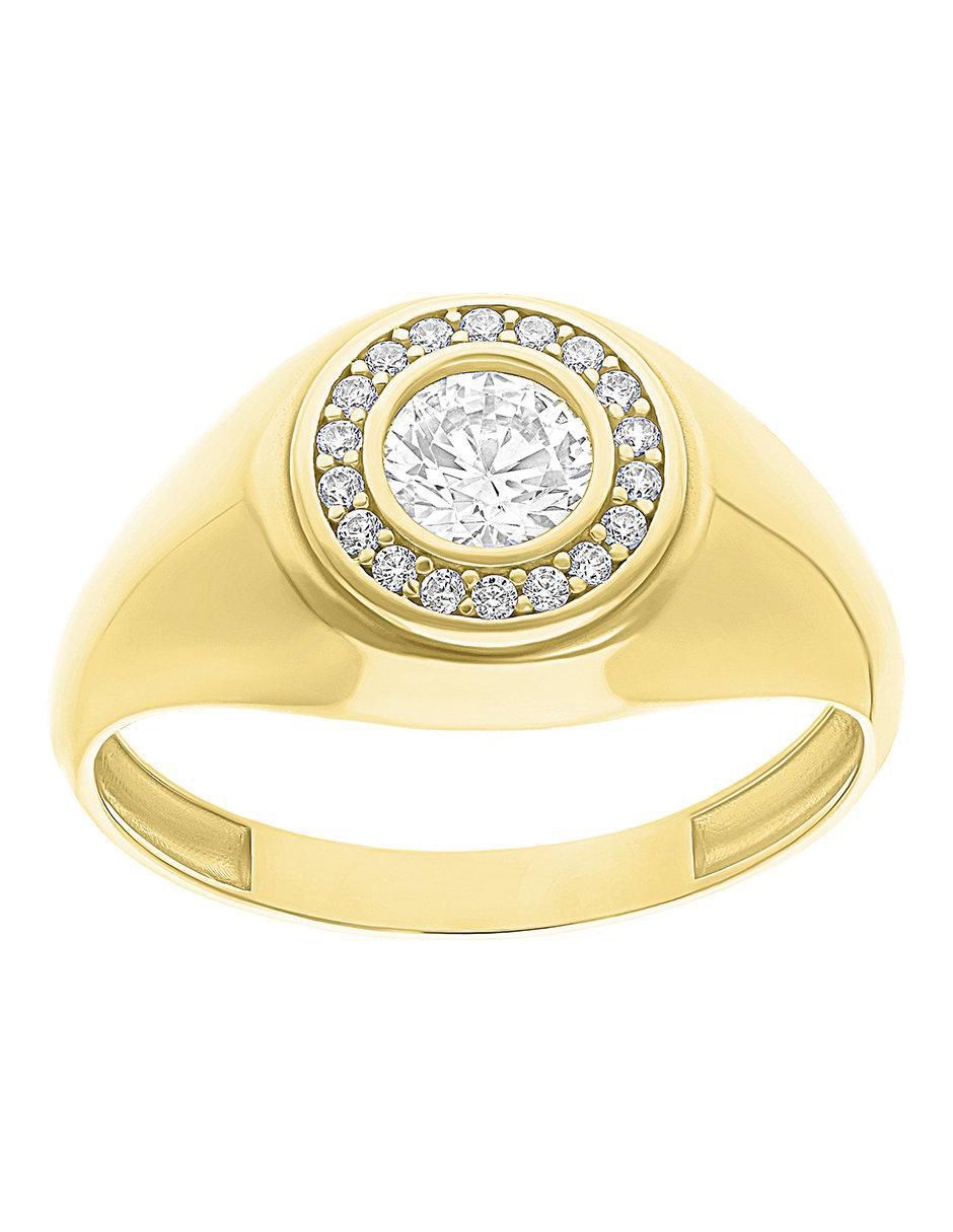Anillo circular 10 k de oro zirconia pulido