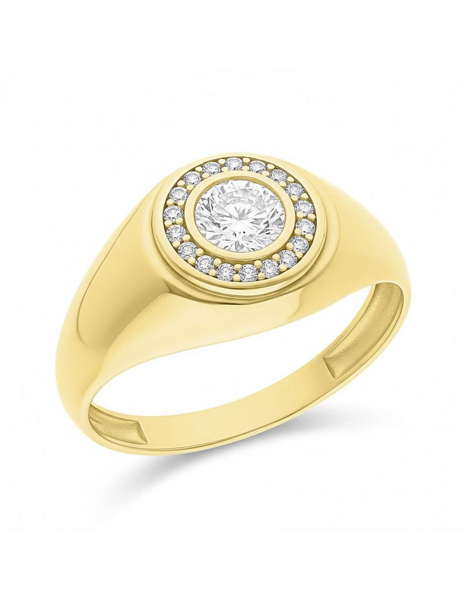 Anillo circular 10 k de oro zirconia pulido 2