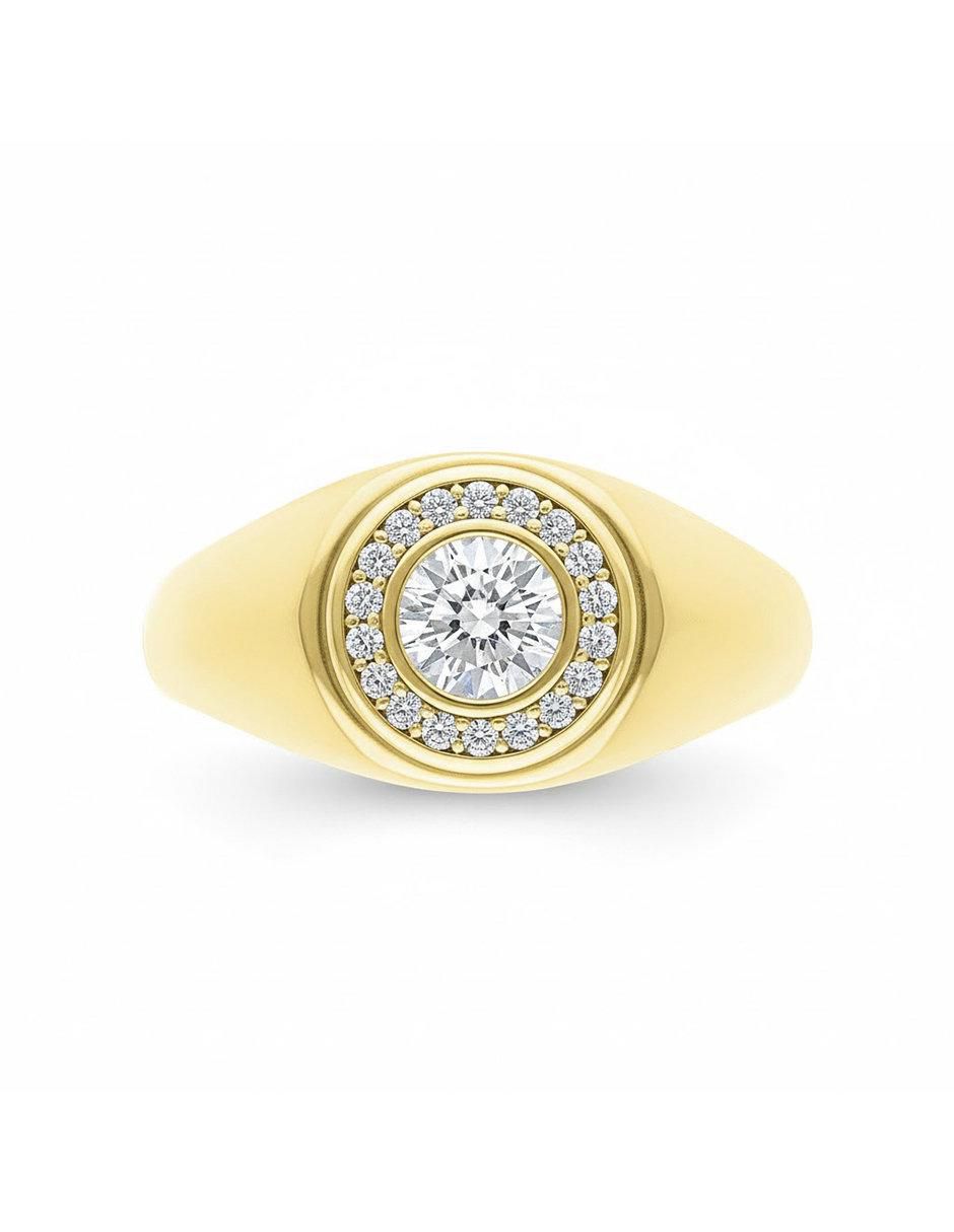 Anillo circular 10 k de oro zirconia pulido 3