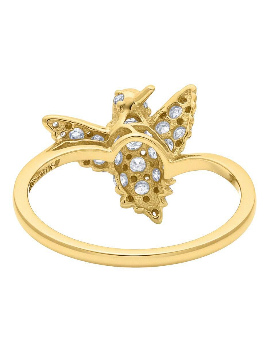 Anillo de colibrí 10 k de oro zirconia pulido 2