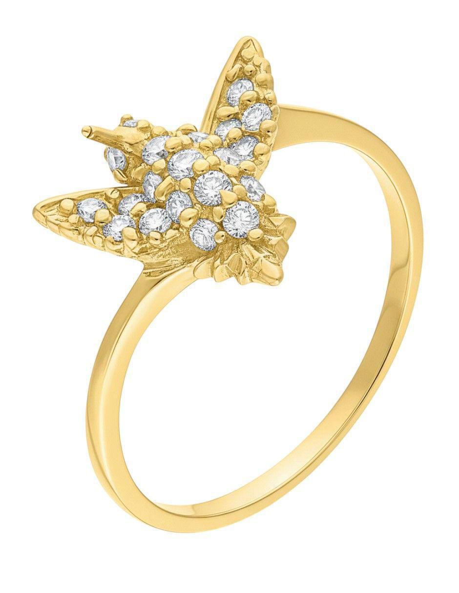 Anillo de colibrí 10 k de oro zirconia pulido 3
