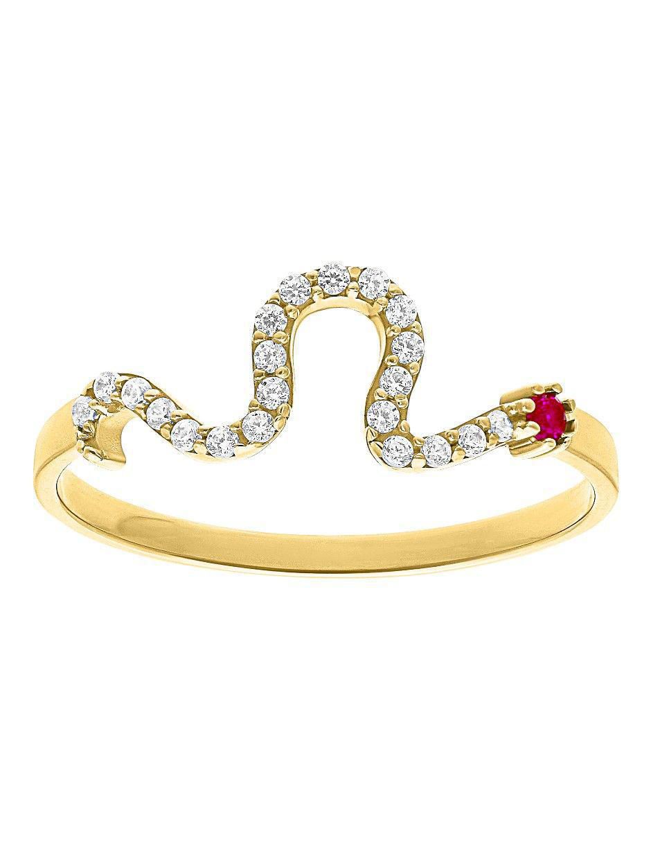Anillo de serpiente 10 k de oro zirconia pulido