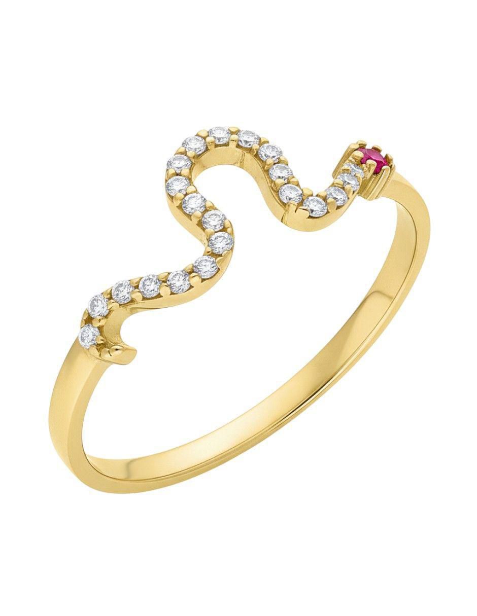 Anillo de serpiente 10 k de oro zirconia pulido 2