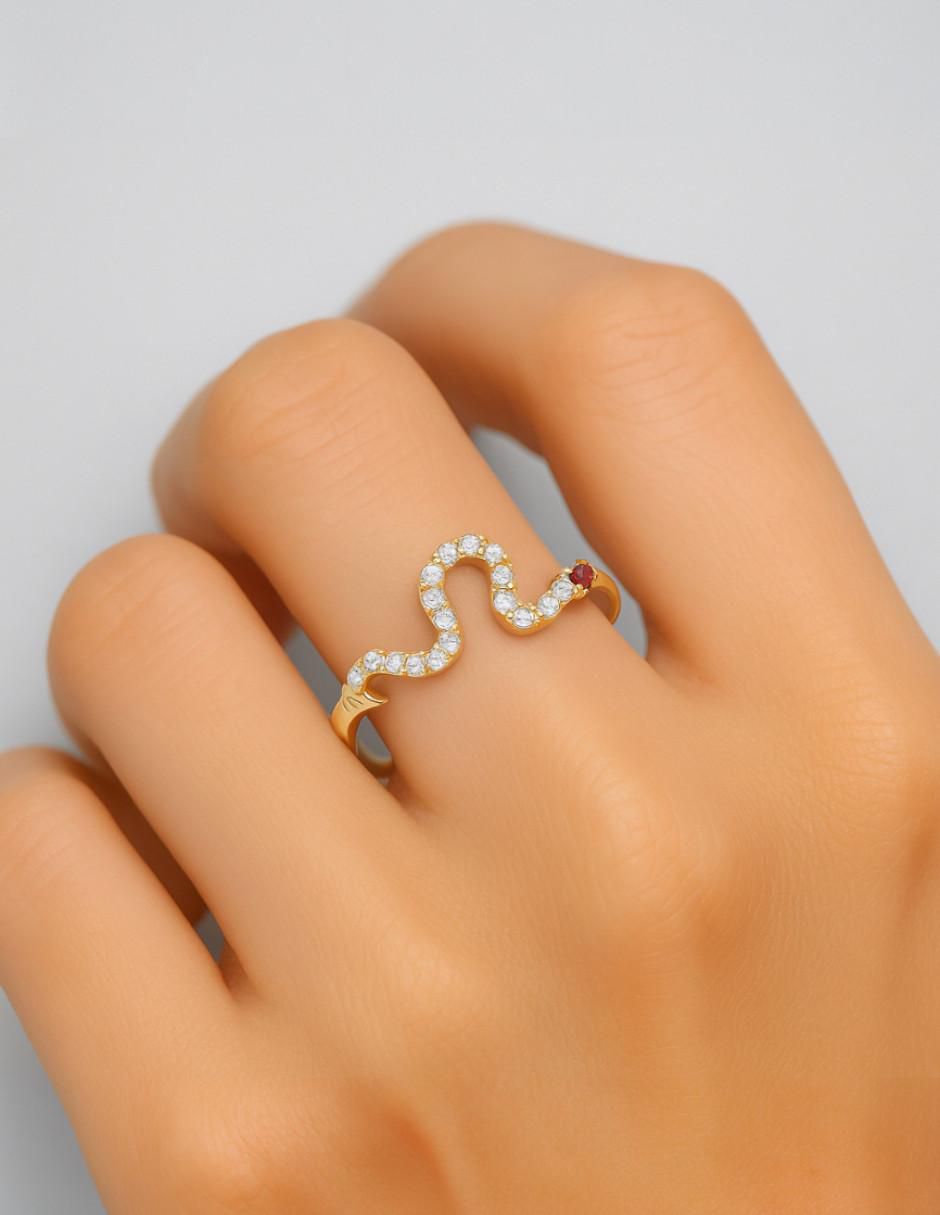 Anillo de serpiente 10 k de oro zirconia pulido 4