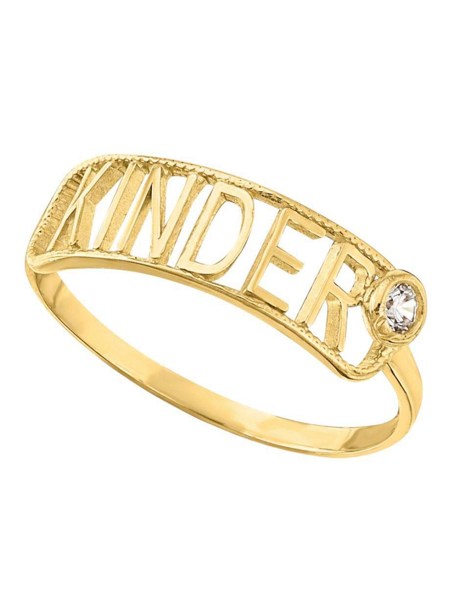 Anillo rectangular 10 k de oro zirconia pulido 2