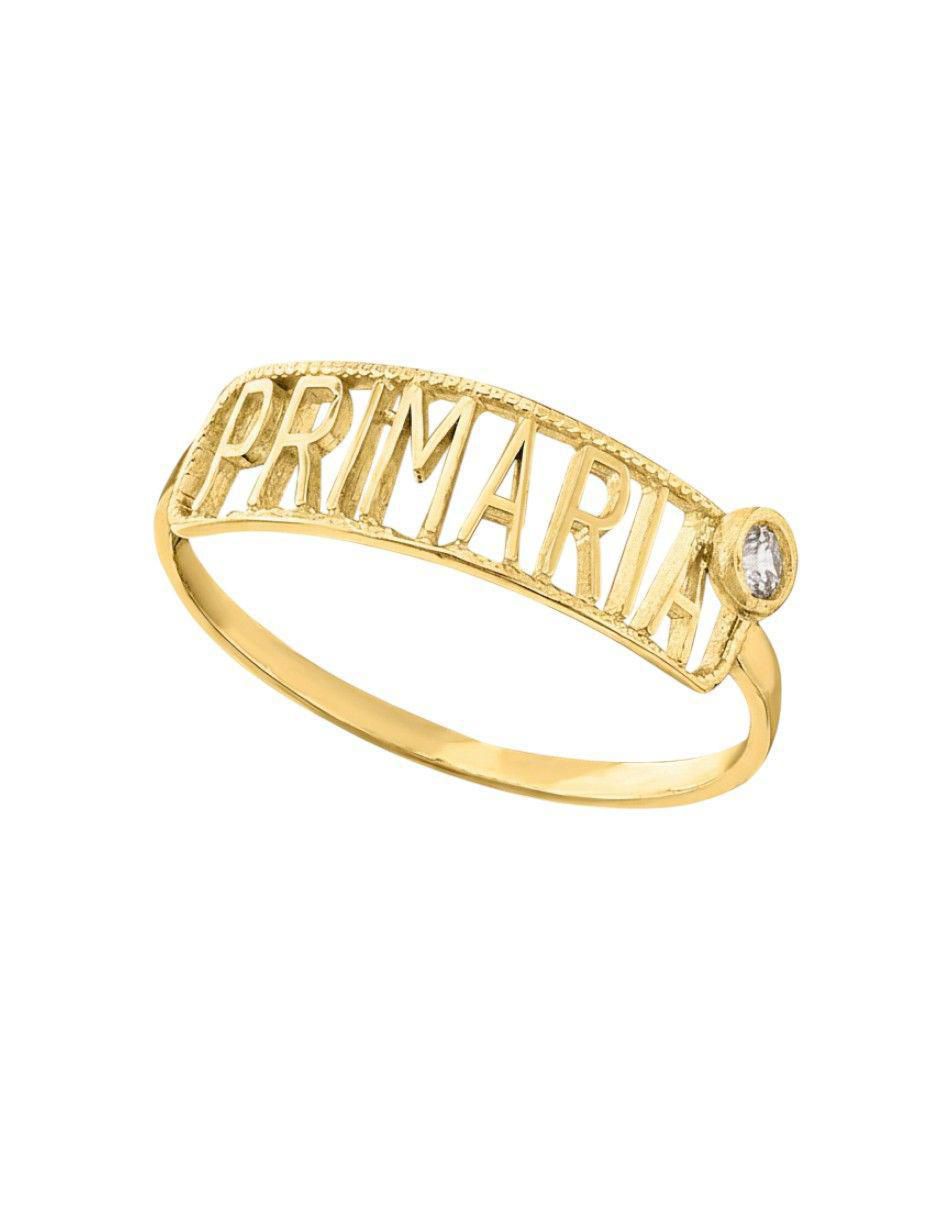 Anillo rectangular 10 k de oro zirconia pulido 2