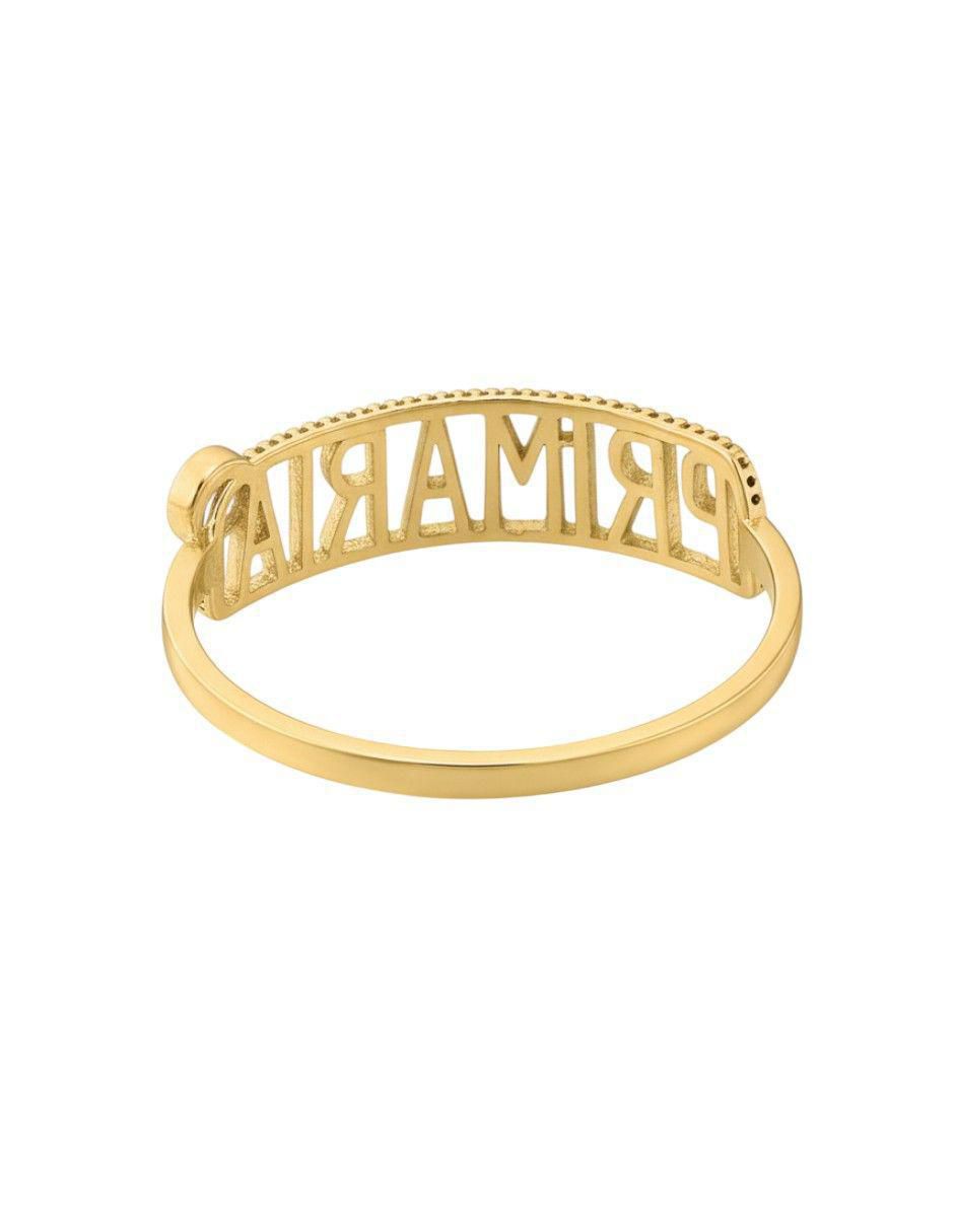 Anillo rectangular 10 k de oro zirconia pulido 3