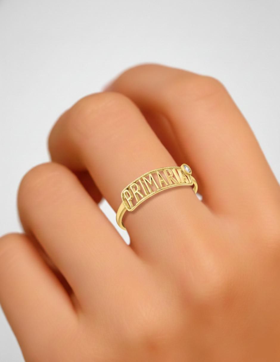 Anillo rectangular 10 k de oro zirconia pulido 4