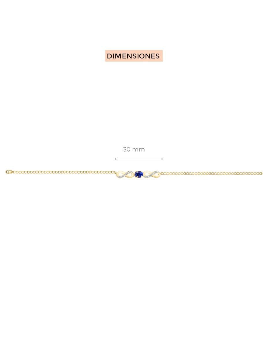 Pulsera de oro con zafiro y diamante 14 K Lisa con acabado brillante 2