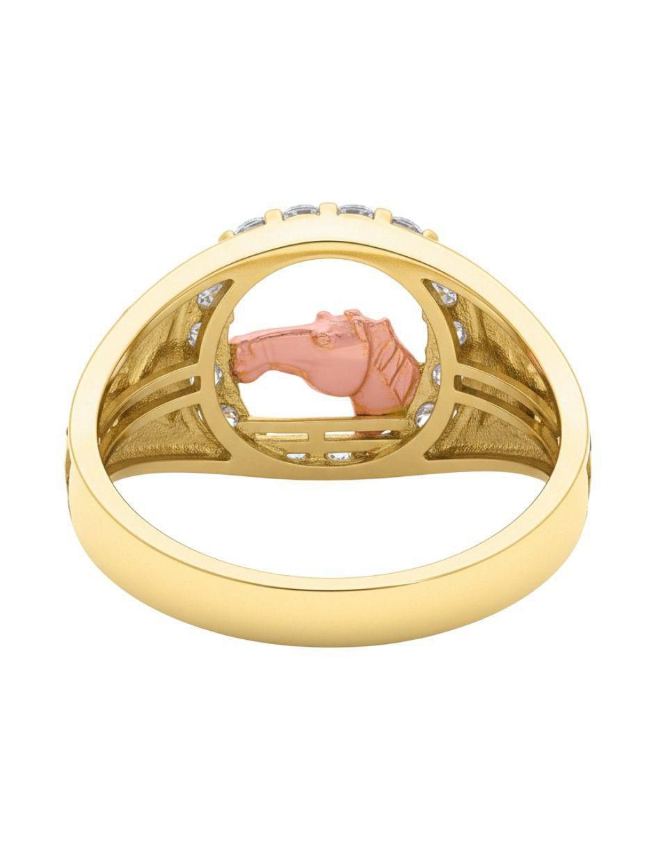 Anillo de caballo 10 k de oro zirconia pulido 3
