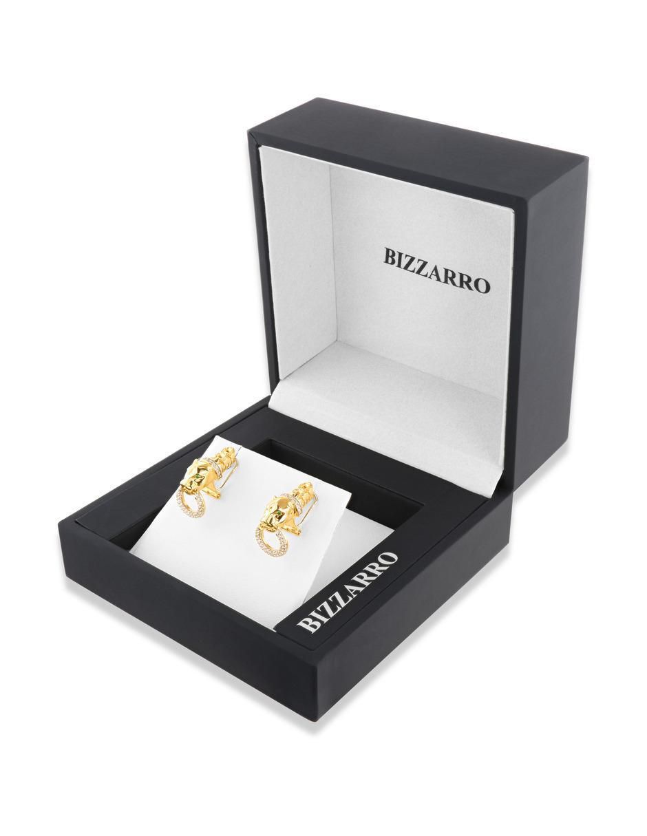 Aretes cortos de pantera de oro amarillo 14 K con acabado brillante zirconia 4
