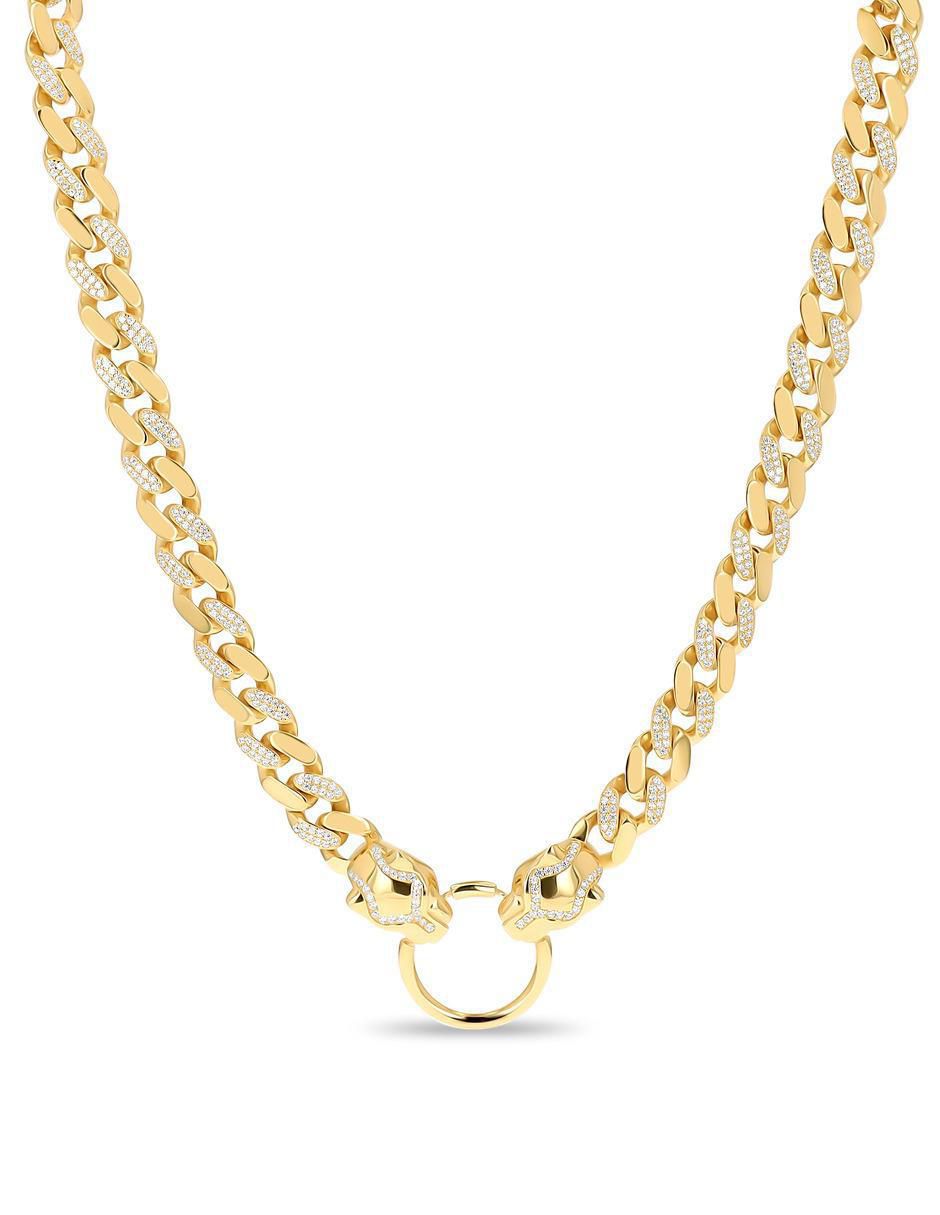 Gargantilla jaguar de pantera de oro amarillo 14 K