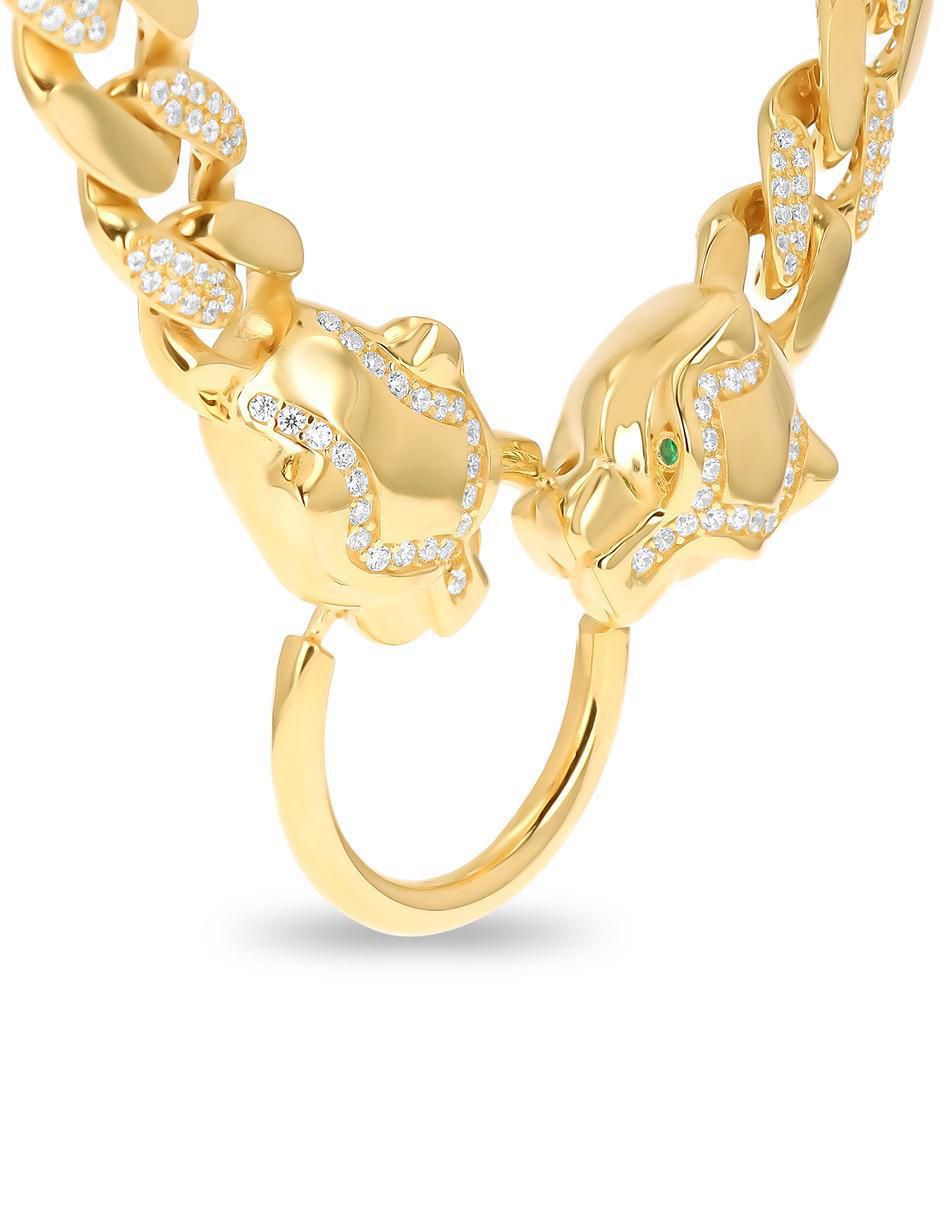 Gargantilla jaguar de pantera de oro amarillo 14 K 3