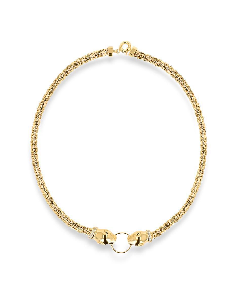 Gargantilla jaguar de pantera de oro amarillo 14 K