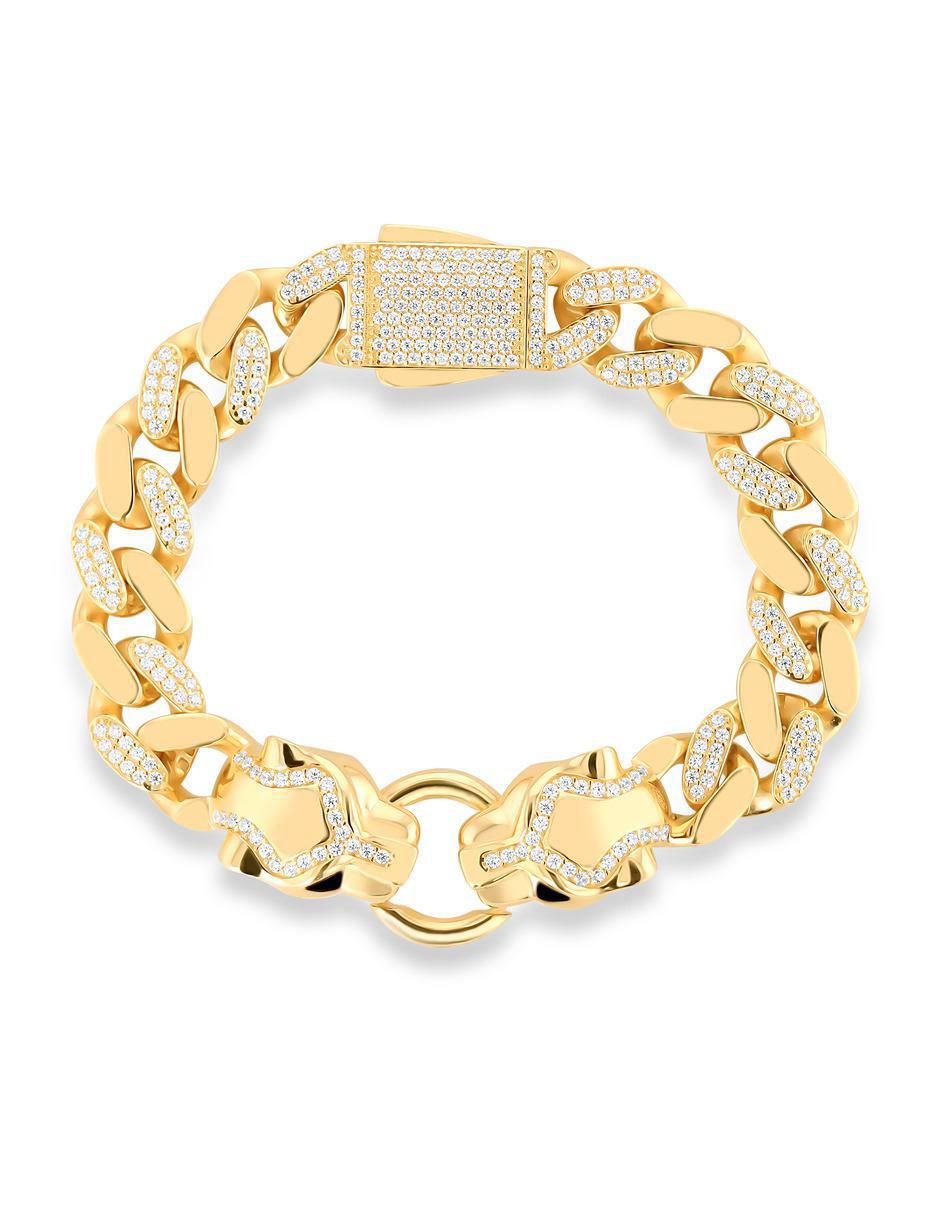 Pulsera de oro amarillo con zirconia 14 K con acabado brillante Pulsera de oro amarillo con zirconia 14 K con acabado brillante